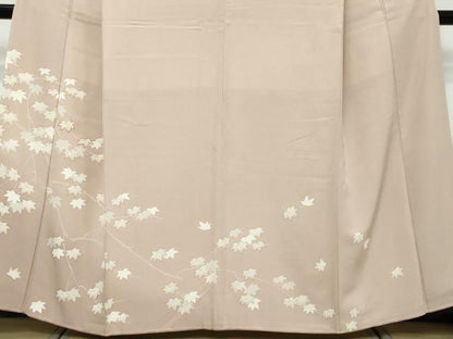 平和屋着物●訪問着　駒刺繍　枝葉文　金彩　正絹　逸品　未使用　DABK0266ud