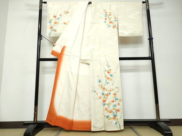 平和屋着物●訪問着　枝花文　正絹　逸品　DABK0267ud