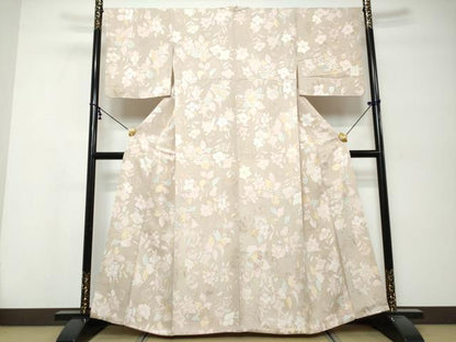 平和屋着物●上質な小紋　地紋起こし　草花文　正絹　逸品　DABK0268ud
