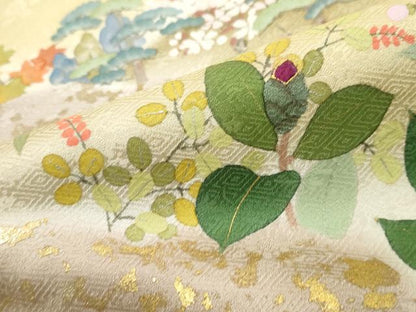 平和屋着物●訪問着　作家物　草花文　暈し染め　金彩　正絹　逸品　DABK0272ud