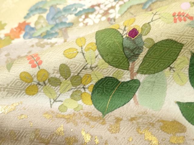 平和屋着物●訪問着　作家物　草花文　暈し染め　金彩　正絹　逸品　DABK0272ud