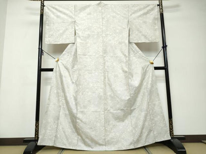 平和屋着物●本場大島紬　白大島　9マルキ　枝花文　正絹　逸品　DABK0273ud