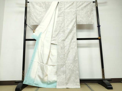 平和屋着物●本場大島紬　白大島　9マルキ　枝花文　正絹　逸品　DABK0273ud
