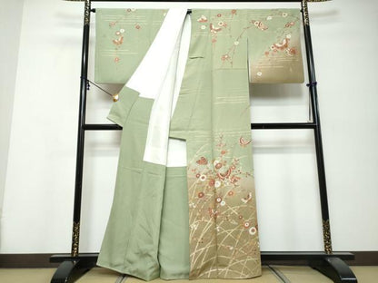 平和屋着物●訪問着　花蝶文　暈し染め　金彩　正絹　逸品　DABK0274ud
