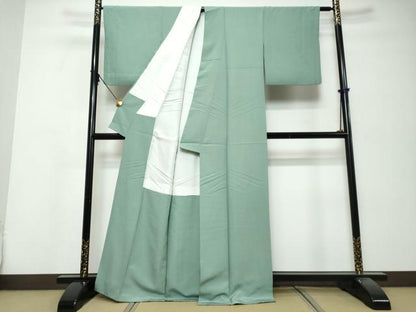 平和屋着物●上質な色無地　錆青磁色　正絹　逸品　DABK0276ud