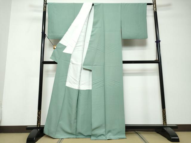 平和屋着物●上質な色無地　錆青磁色　正絹　逸品　DABK0276ud