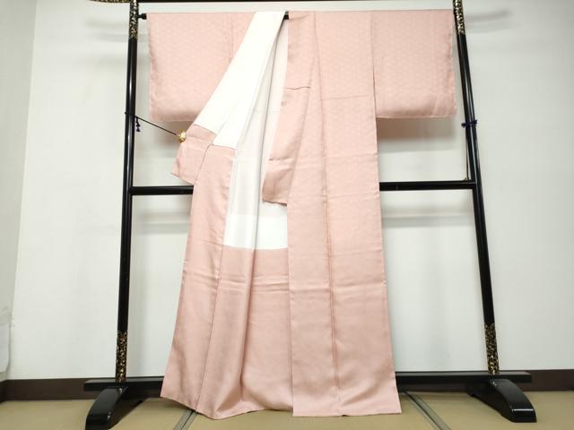 平和屋着物●上質な色無地　七宝花地紋　石竹色　大丸扱い　正絹　逸品　未使用　DABK0277ud