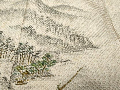 平和屋着物●訪問着　総絞り　風景松文　正絹　逸品　DABK0286ud