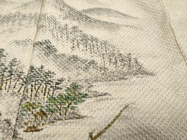 平和屋着物●訪問着　総絞り　風景松文　正絹　逸品　DABK0286ud