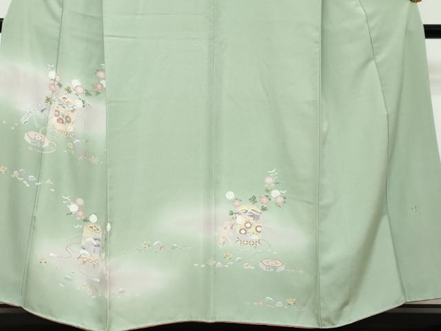 平和屋着物●訪問着　友禅　作家物　貝桶草花文　暈し染め　正絹　逸品　未使用　DABK0288ud