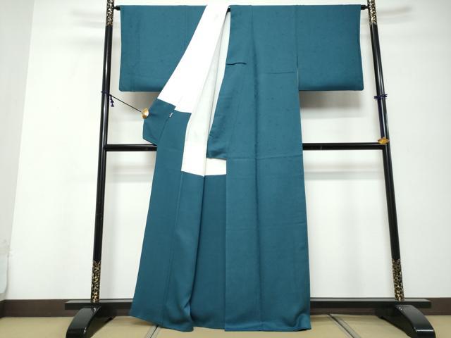 平和屋着物●上質な色無地　草花地紋　青藍色　ますいわ屋扱い　正絹　逸品　DABK0289ud