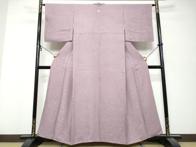 平和屋着物●上質な色無地　風景草花地紋　鳩羽色　さが美扱い　正絹　逸品　DABK0290ud