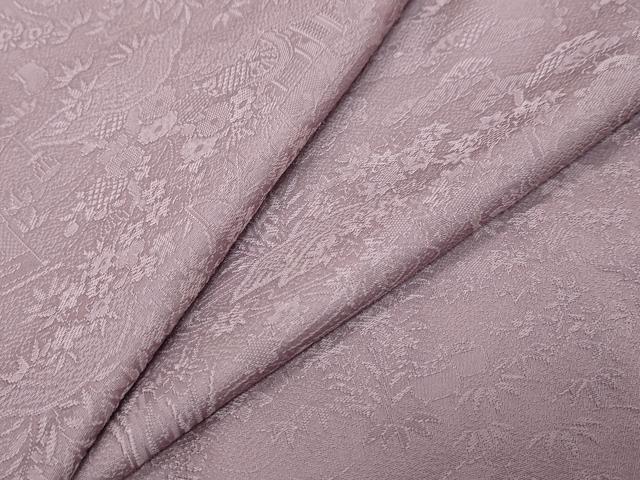 平和屋着物●上質な色無地　風景草花地紋　鳩羽色　さが美扱い　正絹　逸品　DABK0290ud