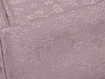 平和屋着物●上質な色無地　風景草花地紋　鳩羽色　さが美扱い　正絹　逸品　DABK0290ud