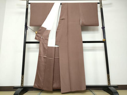 平和屋着物●二代目清次郎　手描き　色無地　煎茶色　正絹　逸品　DABK0291ud