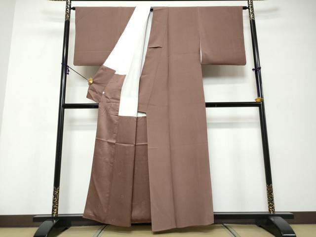 平和屋着物●二代目清次郎　手描き　色無地　煎茶色　正絹　逸品　DABK0291ud