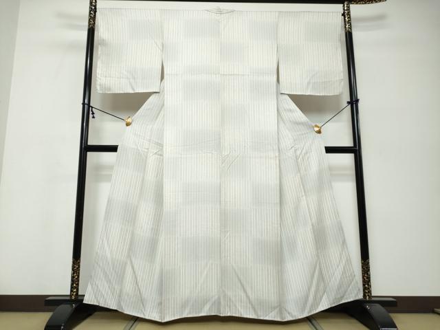 平和屋着物●上質な小紋　変わり格子文　正絹　逸品　未使用　DABK0294ud