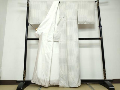 平和屋着物●上質な小紋　変わり格子文　正絹　逸品　未使用　DABK0294ud