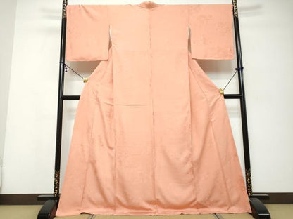 平和屋着物●上質な色無地　草花地紋　宍色　ロング丈　正絹　逸品　未使用　DABK0299ud
