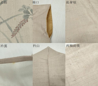 平和屋着物●訪問着　作家物　紬地　手描き　草花文　正絹　逸品　DABK0313ud