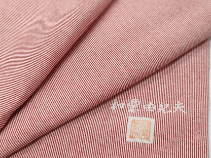 平和屋着物●和栗由紀夫　江戸小紋　万筋　赤紅色×白色　正絹　逸品　DABK0316ud