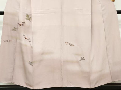 平和屋着物●訪問着　刺繍　草花文　暈し染め　金彩　正絹　逸品　DABK0320ud