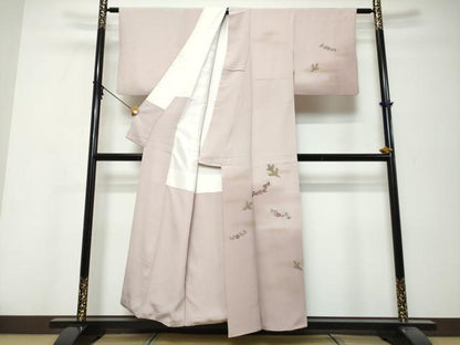 平和屋着物●訪問着　刺繍　草花文　暈し染め　金彩　正絹　逸品　DABK0320ud