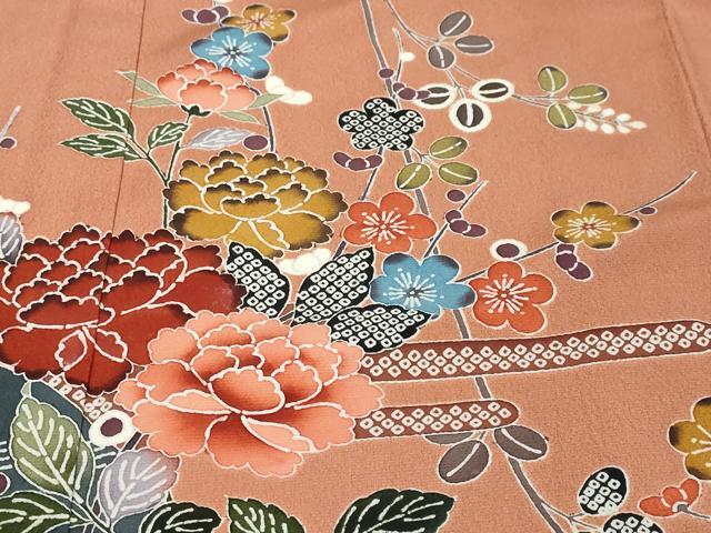 平和屋着物●訪問着　作家物　型染め　エ霞草花籬文　暈し染め　正絹　逸品　DABK0322ud