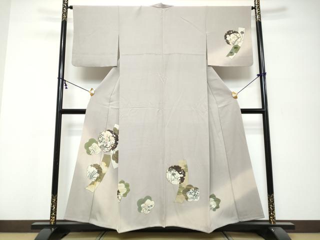 平和屋着物●訪問着　雪輪草花文　暈し染め　金彩　正絹　逸品　DABK0327ud