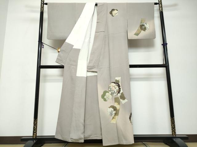 平和屋着物●訪問着　雪輪草花文　暈し染め　金彩　正絹　逸品　DABK0327ud