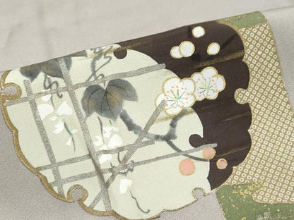 平和屋着物●訪問着　雪輪草花文　暈し染め　金彩　正絹　逸品　DABK0327ud