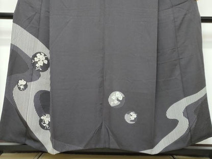 平和屋着物●訪問着　駒刺繍　蔦の葉文　正絹　逸品　DABK0328ud