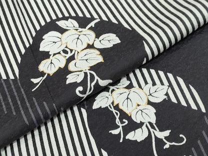 平和屋着物●訪問着　駒刺繍　蔦の葉文　正絹　逸品　DABK0328ud