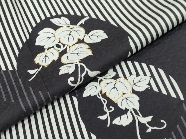 平和屋着物●訪問着　駒刺繍　蔦の葉文　正絹　逸品　DABK0328ud
