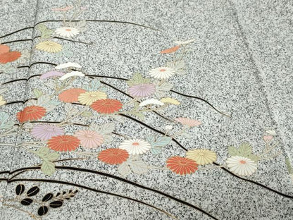 平和屋着物●訪問着　草花文　たたき染め　金彩　正絹　逸品　DABK0330ud