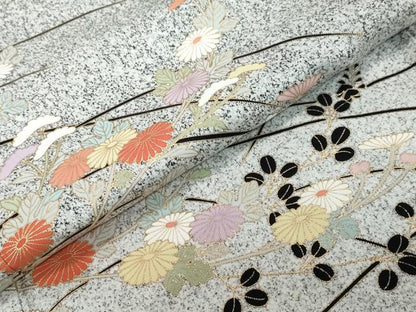平和屋着物●訪問着　草花文　たたき染め　金彩　正絹　逸品　DABK0330ud