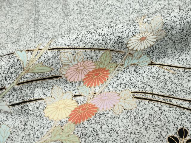 平和屋着物●訪問着　草花文　たたき染め　金彩　正絹　逸品　DABK0330ud