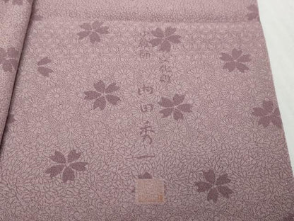 平和屋着物●小紋師　内田秀一　江戸小紋　舞桜文　寄せ小紋柄　正絹　逸品　DABK0349ud