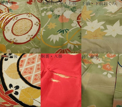 平和屋本店●アンティーク　大正ロマン　振袖　駒刺繍　鼓草花文　正絹　逸品　DABK0352ud