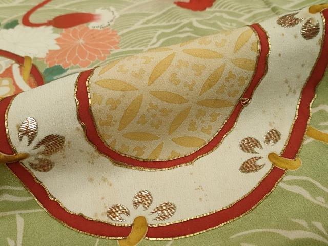 平和屋本店●アンティーク　大正ロマン　振袖　駒刺繍　鼓草花文　正絹　逸品　DABK0352ud