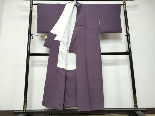 平和屋着物●上質な色無地　茄子紺色　正絹　逸品　DABK0354ud