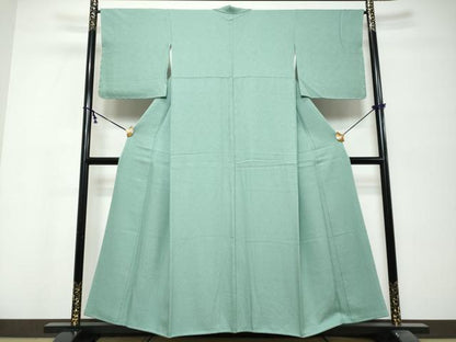 平和屋着物●上質な色無地　紋意匠　水浅葱色　正絹　逸品　DABK0355ud