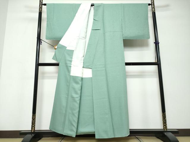 平和屋着物●上質な色無地　紋意匠　水浅葱色　正絹　逸品　DABK0355ud