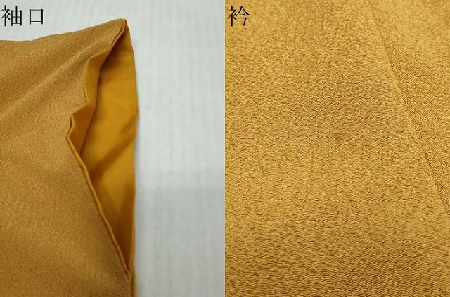 平和屋着物●上質な色無地　狐色　鬼しぼ縮緬　正絹　逸品　DABK0357ud