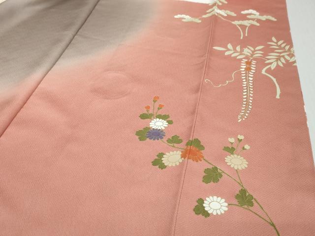 平和屋着物●訪問着　駒刺繍　花鳥丸文　暈し染め　金彩　正絹　逸品　DABK0360ud