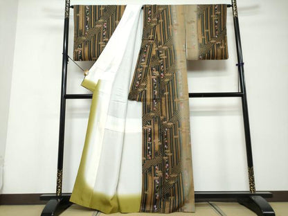 平和屋着物●訪問着　鹿の子草花文　暈し染め　正絹　逸品　未使用　DABK0361ud