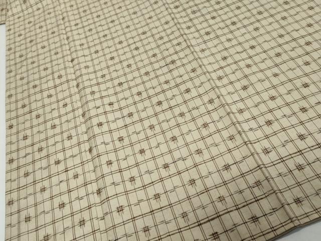 平和屋着物●上質な紬　変わり格子文　正絹　逸品　DABK0363ud