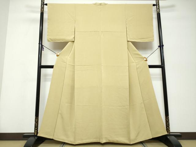 平和屋着物●上質な色無地　霞地紋　白橡色　松坂屋扱い　正絹　逸品　DABK0364ud