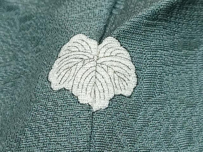 平和屋着物●上質な色無地　風景草花地紋　錆御納戸色　正絹　逸品　DABK0365ud