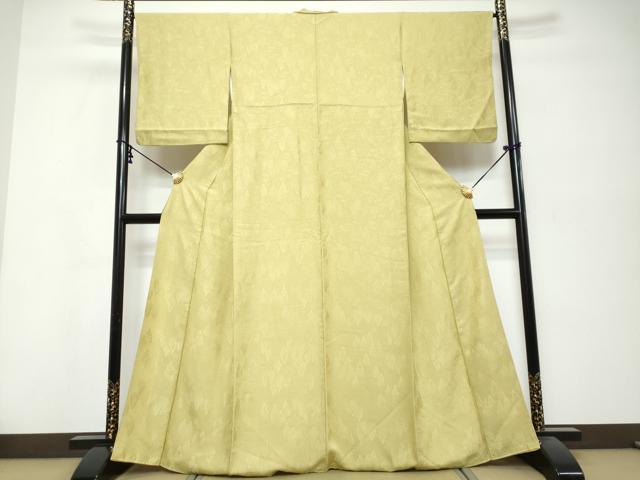 平和屋着物●上質な色無地　樹林地紋　青朽葉色　正絹　逸品　DABK0367ud